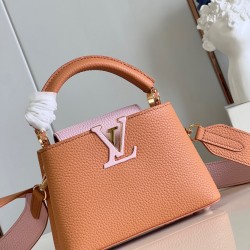 M22206 Brown Yellow Capucines Mini Handbag size:21x14x8 cm