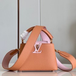 M22206 Brown Yellow Capucines Mini Handbag size:21x14x8 cm