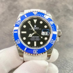 【vs厂出品】2021专柜最新款劳力士 蓝水鬼 最高版本，客户定制的Rubber B白色易清洗橡胶表带，搭载3235机芯，动力可以维持72小时，日历可以回调！904L钢 41MM！clean圈口！出货实拍
