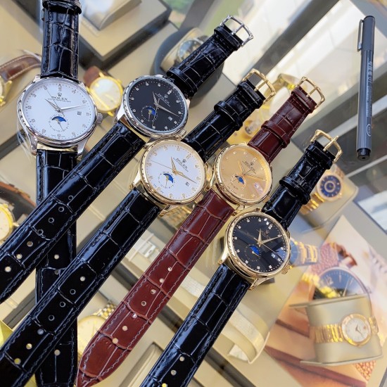 实物拍摄品牌：劳力士-ROLEX  类型：[酷]男士腕表表壳：316精钢（做工优质）表带：进口小牛皮/316精钢机芯：全自动高级机械机芯（走时稳定）玻璃：高级强化镀膜镜面尺寸：直径40mm，厚度12mm