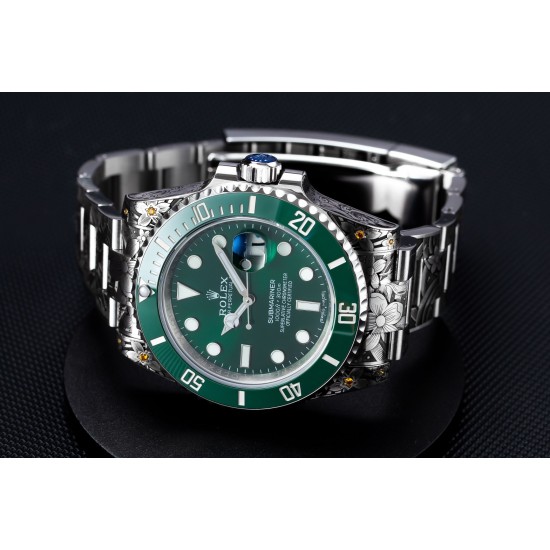 ROLEX劳力士水鬼搭配 纯手工雕花效果,仿佛枯燥的时间机器赋予了桀骜不羁的灵魂,真正的西装暴徒。一跃而起腾起的水花,将鲤鱼衬托得动感十足,寓意锦鲤化龙转运,势必风生水起。整表搭载最新版3135机芯,所有配件原厂互换。以最小的代价玩最酷的表,欢迎品鉴!!! ROLEX劳力士水鬼搭配 纯手工雕花效果,仿佛枯燥的时间机器赋予了桀骜不羁的灵魂,真正的西装暴徒。一跃而起腾起的水花,将鲤鱼衬托得动感十足,寓意锦鲤化龙转运,势必风生水起。整表搭载最新版3135机芯,所有配件原厂互换。以最小的代价玩最酷的表,欢迎品鉴!!!