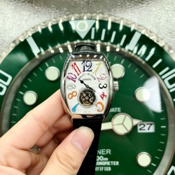 法兰克 穆勒(Franck Muller)⌚️55*42*13mm ️全自动机械机芯双面小牛皮原装针扣酒桶形拱桥状精丝拉砂壳个性 时尚 前卫 一如既往的酷
