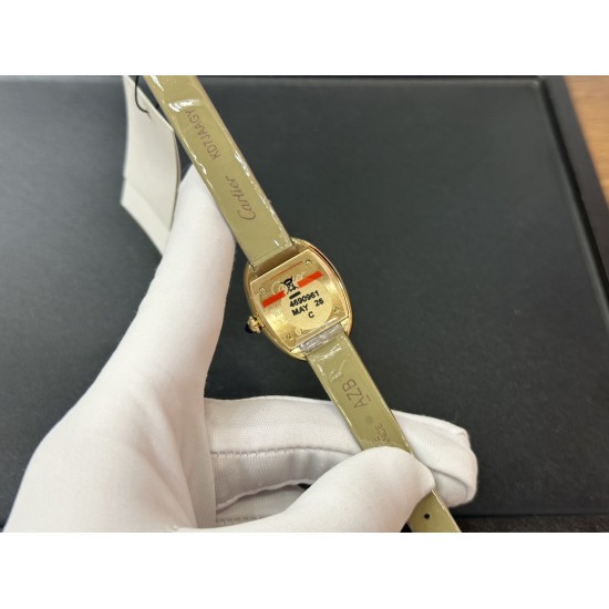 DR卡地亚浴缸原装瑞士石英卡其色鳄鱼皮皮带