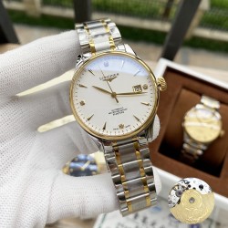 浪琴 Longines 精品男士腕表，经典大三针设计，尊贵大气，绅士风范，卓越品质，热卖全城。采用进口西铁城机械机芯（零返修），顶级316精钢表壳表带，矿物质超强镜面，尺寸40*12