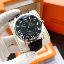 CARTIER-卡地亚‼️精品6针月相设计搭配5位置日历显示L精钢表壳(完美打造)直径44mm厚度12mm 内置:全自动机械机芯(走时稳定)_耐磨矿物蓝光玻璃 (经久耐用)_进口牛皮表带，原装经典表扣