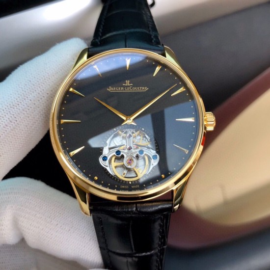 积家(Jaeger-LeCoultre)6字位置置设陀飞轮装置,表盘的设计简约,沉稳,表盘镶贴了立体锥形的时标刻度 腕表表壳采用42mm! 积家(Jaeger-LeCoultre)6字位置置设陀飞轮装置,表盘的设计简约,沉稳,表盘镶贴了立体锥形的时标刻度 腕表表壳采用42mm!