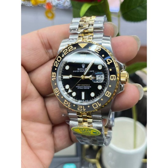 皮蛋圈！ROLEX 劳力士 GMT格林尼治型 尺寸40mm！精钢表壳表链，蓝宝石镜面，超级夜光，双向陶瓷旋转表圈，原装折叠扣！