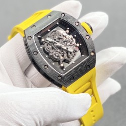 RICHARD MILLE 理查德米勒 RM35-02 客户定制的柠檬黄胶带！齿轮配件堆砌而成的镂空立体表盘 蓝宝石镜面 碳纤维表壳 进口精工自动机械机芯 橡胶表带 蝴蝶扣 Ku厂，出货实拍