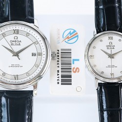 LS精品 经典欧米茄蝶飞情侣腕表新款搭载9015进口自动机械机芯，蓝宝石玻璃镜面，316L精钢 壳套，意大利进口小牛皮，尺寸：男 40mm/9.3mm   女 30mm/9.3mm