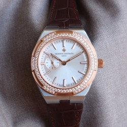 ★实拍 Vacheron Constantin江诗丹顿纵横四海系列OVERSEAS女款小号型2300v/2305v【表壳】表径3610.8mm 同步原装  质感细腻大方 蓝宝石镜面【字面】表盘经旭日纹缎面拉丝工艺处理 深邃优雅 18k金时标均带白色夜光涂层【机芯】CITIZEN8系列改Cal.5300机芯（机芯稳定零返修 ）后原装18k纳米镀金质摆陀【表带扣】半马其他十字三片折叠式表扣 进口牛皮表带越欣赏 越懂欣赏
