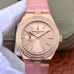 Vacheron Constantin江诗丹顿纵横四海系列OVERSEAS女款小号型2300v/2305v【表壳】表径3610.8mm 同步原装  质感细腻大方 蓝宝石镜面【字面】表盘经旭日纹缎面拉丝工艺处理 深邃优雅 18k金时标均带白色夜光涂层【机芯】CITIZEN8系列改Cal.5300机芯（机芯稳定零返修 ）后原装18k纳米镀金质摆陀【表带扣】半马其他十字三片折叠式表扣 进口牛皮表带越欣赏 越懂欣赏