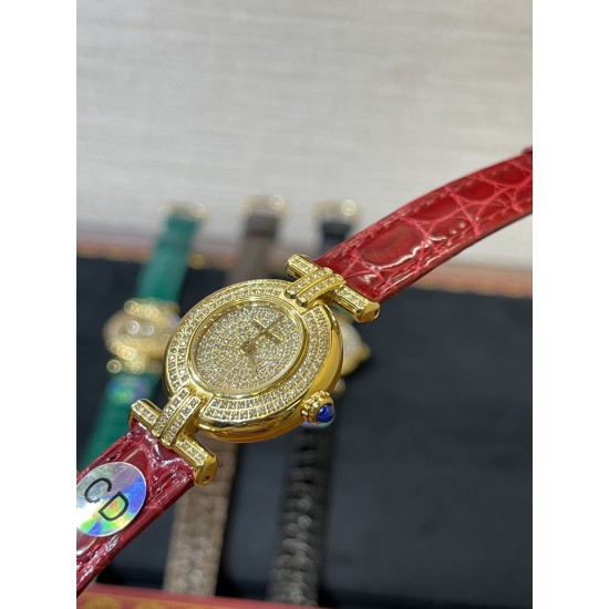 鳄鱼皮新品发布 奢华版满天星镶钻表盘卡地亚小旋风must de小金表vintage中古断货王，性价比高闭眼入。神仙颜值美绝trinity，小孩子才做选择，成年人都是all in![色]表径24mm，超薄厚度5.8mm，搭载瑞士石英机芯，罗马刻度奶油盘，简洁大两针，后镶天然美钻搭配鳄鱼皮表带更奢华超级闪。可仙可盐可甜，精致优雅上手绝美。时尚是一个经典的轮回～说不定今年的复古风，你就是走得最驾轻就熟的一个。推荐指数：⭐⭐⭐⭐⭐