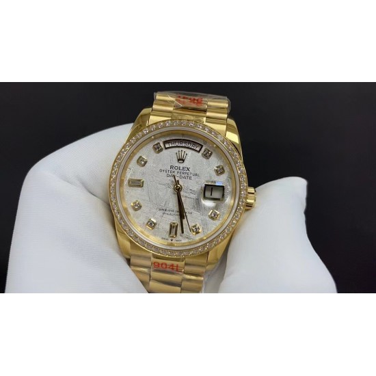 ROLEX 劳力士 星期日历型日志 黄金壳陨石面 36mm 2836机 出货实拍 顶级品质✈️