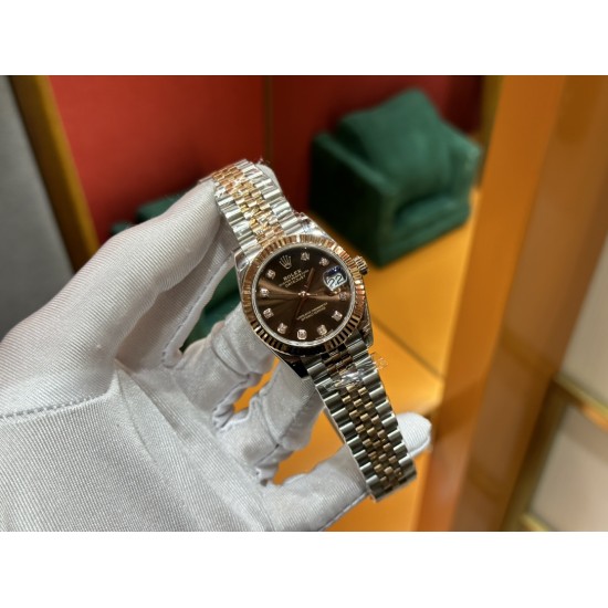 劳力士咖啡日志31mm316L精钢材质间金镀18K玫瑰金