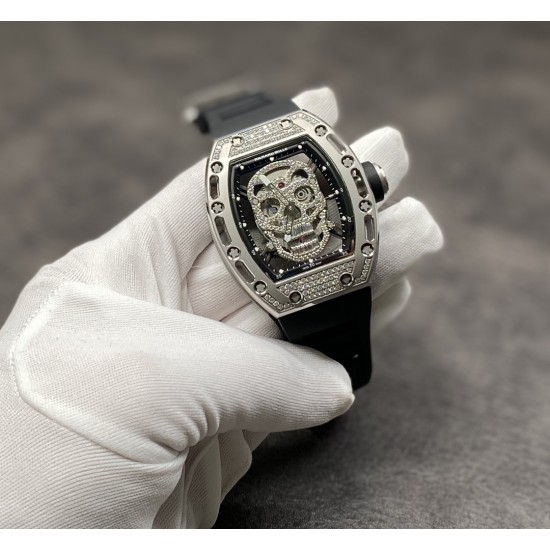 Richard Mille 理查德米勒系列,亲民版!一比一复刻 !全镂空骷髅头 腕表 简约无钻款 酒桶型镂空表盘 橡胶黑色表带 加了碳素!防水效果杠杠的!出货实拍 Richard Mille 理查德米勒系列,亲民版!一比一复刻 !全镂空骷髅头 腕表 简约无钻款 酒桶型镂空表盘 橡胶黑色表带 加了碳素!防水效果杠杠的!出货实拍