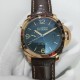 [太阳][太阳]沛纳海精品男士机械表FLYBACK，热卖款型号PAM00525，LUMINOR 1950系列，直径44mm,厚度15mm,316L精钢玫瑰金壳，高硬度矿物质玻璃，真皮咖啡皮带，装配海鸥全自动机芯。卓越品质，引领潮流！欢迎转载！[愉快][愉快]