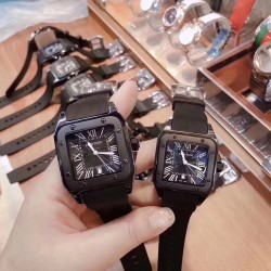 卡地亚-Cartier❥山度士情侣对表❥进口石英机芯❥镀膜玻璃镜面❥尺寸：大号39mm！小号33mm！