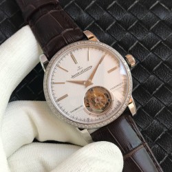 积家 大师系列 5082420（全自动真陀飞轮）2017日内瓦钟表全新推出积家Tourbillon陀飞轮系列腕表 这枚陀飞轮具有优雅的外观和精湛的工艺 表径42m 透过蓝宝石水晶玻璃底盖可一览积家全自动真陀飞轮机械机芯的律动之美 机芯以每一个28800次振频运转