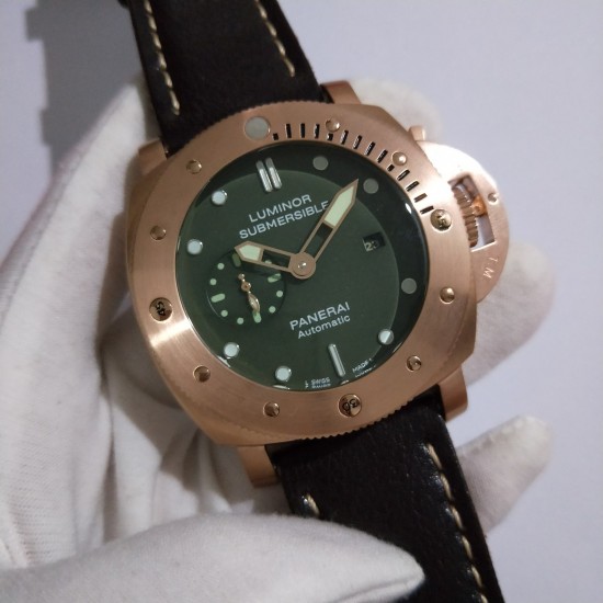 [机智][机智]沛纳海LUMINOR 1950系列，型号PAM00382,直径47mm，厚度15mm,316L精钢玫瑰金壳，高硬度矿物质玻璃，进口意大利牛皮，装配天津全自动机芯。❤ ❤