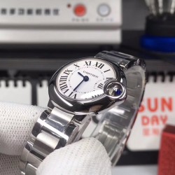 卡地亚  Cartier  蓝气球钢带  28mm 漂亮的烤蓝钢针 搭载瑞士石英机芯！