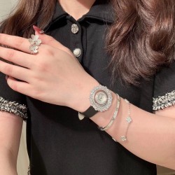 实拍 萧邦-chopard   happy Diamonds系列  女士腕表（市场最高版 热卖上巿）施华洛世奇水晶   原装瑞士进口石英机芯 娟带361L钢原装钻扣  316精钢表壳  蓝宝水晶镜面  直径32mm厚8mm