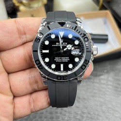 游艇！ROLEX 劳力士 YACHT MASTER 游艇名仕型 116655 运动男表 精钢镀厚玫瑰金表壳 陶瓷表圈 可双向转动 旋入式表冠 蓝宝石镜面有日历放大镜6点位镭射皇冠防伪 橡胶表带 表带侧面有OYSTERFLEX字样雕刻 表带背面有导汗槽 Glidelock折叠保险表扣！