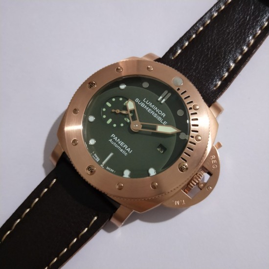 [机智][机智]沛纳海LUMINOR 1950系列，型号PAM00382,直径47mm，厚度15mm,316L精钢玫瑰金壳，高硬度矿物质玻璃，进口意大利牛皮，装配天津全自动机芯。❤ ❤