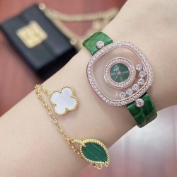 品牌：Chopard-萧邦最新款方形Happy Diamonds❤️瑞士原厂石英机芯 五颗快乐钻石在表盘自由流动  电镀18k金好货不等人哦～[机智]