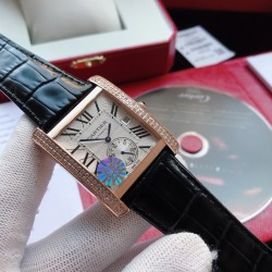SJ出品 TW复刻升级版 CARTIER卡地亚 T2 坦克系列 W5330001 自动机械男表 原装正品开模打造 1:1复刻 搭载原版1904MC型机芯 尺寸：34*44mm 蓝宝石镜面 意大利小牛皮带 三杰精致推荐男士机械瑞士腕表 SJ为你精心制作超真实实物图拍摄