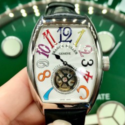 法兰克 穆勒(Franck Muller)⌚️55*42*13mm ️全自动机械机芯双面小牛皮原装针扣酒桶形拱桥状精丝拉砂壳个性 时尚 前卫 一如既往的酷