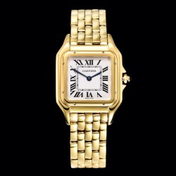 实拍 GF最强女表系列——卡地亚猎豹Panthre de Cartier。华丽而不羁，是Panthre de Cartier猎豹所传达的美学风格。它线条流畅，魅惑动人，柔软服帖于腕间，宛若在肌肤上翩翩起舞。独特的造型彰显成熟优雅、自信动人的女性形象。GF工厂以精湛技艺，原装开模，打造出与正品无异的精美流线表耳，与表壳一体成型。搭载瑞士朗达石英机芯，316L精钢壳套，尺寸：27 x 37毫米，厚度：6毫米，表冠镶嵌一颗合成蓝色尖晶石，镀银表盘，剑形蓝钢指针，100%三度防水。搭配专柜旅行包装物料。
