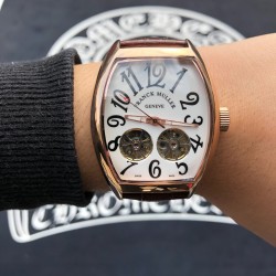 ⭐️法兰克穆勒 Franck Muller ⚜️尺寸 40*55mm ⌚️锥桶型立体壳身⚙️ 全自动镂空双飞轮机芯  头层小牛皮表带原装针扣独特的F M风格 只为专属打造 BG™️ 出品 ✈️