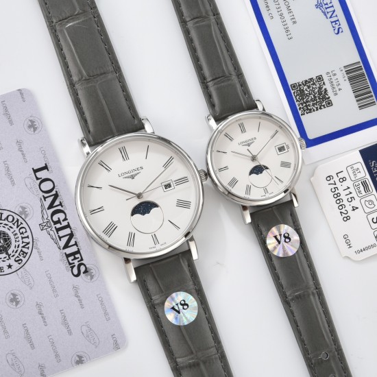 2024年【最新品】七夕节最佳礼品Longines浪琴官方博雅系列情侣腕表 见证爱奇迹时刻时尚潮流男女腕表。采用进口日本机芯。采用进口头层牛皮表带。表壳采用三件套官方一致工艺。腕表尺寸：男39mm女30mm质量杠杠欢迎转发