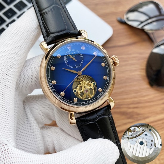 实物拍摄品牌：劳力士-ROLEX  类型：[酷]男士腕表表壳：316精钢（做工优质）表带：进口小牛皮/316精钢(两种可选)机芯：高级定制全自动机械机芯（走时稳定）玻璃：高级强化镀膜镜面尺寸：直径43mm，厚度13mm