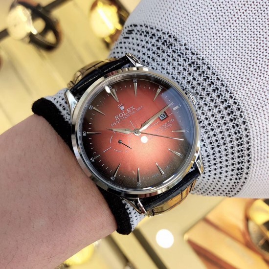 实物    拍摄品牌：劳力士-ROLEX  类型：[酷]男士腕表表壳：316精钢（做工优质）表带：进口  小牛皮(原装针扣)机芯：进口8217全自动机械机芯（走时稳定）玻璃：高级强化镀膜镜面尺寸：直径40mm，厚度12mm