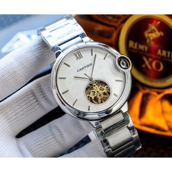 实物拍摄品牌:卡地亚-CARTIER 类型:男士腕表表壳:316精钢(做工上乘)表带:进口小牛皮/316精钢(两种可选)机芯:高级定制全自动机械机芯(走时稳定)材料:高级强化镀膜镜面尺寸:直径46mm,厚度14mm 实物拍摄品牌:卡地亚-CARTIER 类型:男士腕表表壳:316精钢(做工上乘)表带:进口小牛皮/316精钢(两种可选)机芯:高级定制全自动机械机芯(走时稳定)材料:高级强化镀膜镜面尺寸:直径46mm,厚度14mm