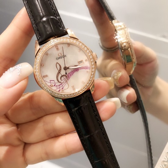 欧米加OMEGA女士腕表 进口石英机芯 316L精钢表壳 直径34mm厚8mm