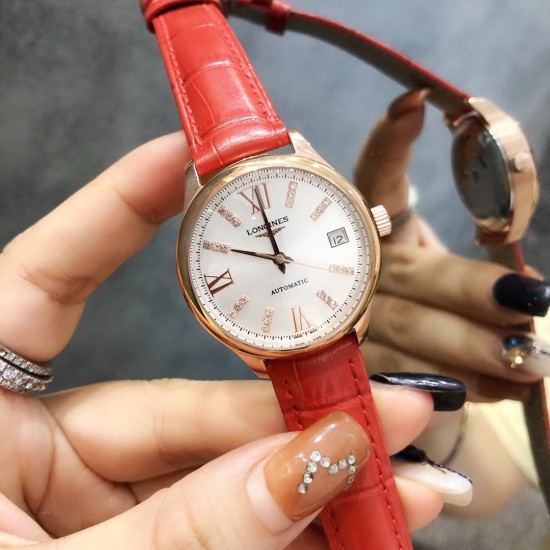 浪琴开创者系列-LONGINES 女士腕表316精钢(做工优质)进口小牛皮/316精钢(两种可选)高制定制全自动机械机芯(走时稳定) 高级强化镀膜镜面 直径35mm,厚度12mm女士腕表 浪琴开创者系列-LONGINES 女士腕表316精钢(做工优质)进口小牛皮/316精钢(两种可选)高制定制全自动机械机芯(走时稳定) 高级强化镀膜镜面 直径35mm,厚度12mm女士腕表