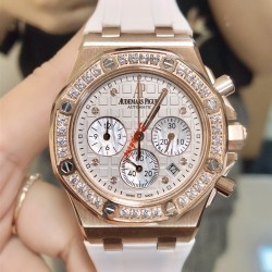 实拍 新推出数字面 钻面  A.P-爱彼皇家橡树离岸型系列超酷炫女装 色彩缤纷搭配  六针计时进口石英机芯 蓝宝石防刮玻璃 316精钢壳套 进口橡胶带 爱彼女款中的最佳经典。