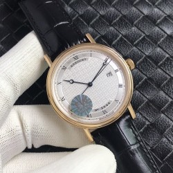 【最高品质版本】TW宝玑V2升级版 经典系列5967BB/11/9W6腕表 宝玑最具古典风格的焊接式圆角表耳 外壳缘饰钱币纹 采用了拉丝打磨罗马数字表盘刻度 烧钢蓝针镂空针尖 搭配原装日本9015机芯 直径41mm.超薄7.8mm..意大利牛皮表带 经典大作 佩戴舒适(实力拍，实拍无P图)