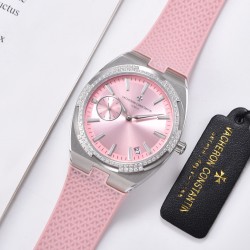 FK-VACHERON CONSTANTIN【江诗丹顿】纵横四海系列火热上市，突破传统，时尚优雅的多彩表带，可满足佩戴者在不同场合的需求，多样化的色彩设计演绎大胆而时尚的风格，江诗丹顿在装置时始终将舒适性放在首位，确保腕表完美贴合手腕，纯钢表壳，进口石英机芯，蓝宝石水晶玻璃，舒适胶质表带，采用原装针式表扣佩戴方便！尺寸:36.5mm
