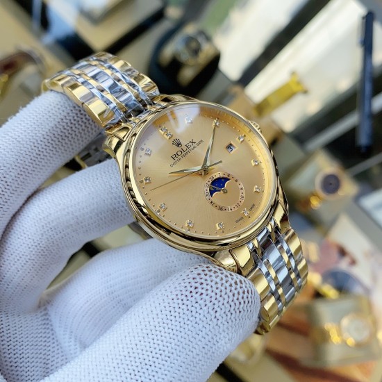 实物拍摄品牌：劳力士-ROLEX  类型：[酷]男士腕表表壳：316精钢（做工优质）表带：进口小牛皮/316精钢机芯：全自动高级机械机芯（走时稳定）玻璃：高级强化镀膜镜面尺寸：直径40mm，厚度12mm