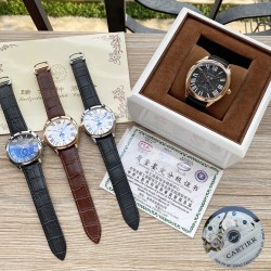 卡地亚 Cartier  精品男士腕表，多功能设计，技艺精湛，独具匠心，尊贵大气，绅士风范。采用全自动机械机芯，顶级316精钢表壳，进口小牛皮表带，矿物质超强镜面，尺寸43-13