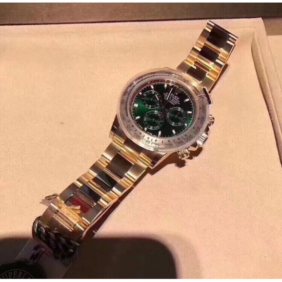 绿迪ROLEX 劳力士 宇宙计型迪通拿 表径40x13mm，316精钢表壳表链，蓝宝石镜面，夜光表盘指针，折叠扣。