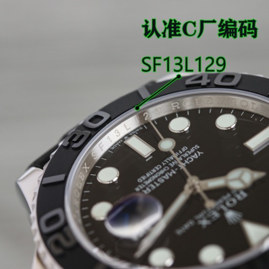 C厂 劳力士 ROLEX FC1 游艇名仕YACHT-MASTER 42mm 新品白游艇。正品开模，双向旋转外圈，不再松松垮垮，力度手感正品调教；亚洲手腕尺寸橡胶胶带按正品工艺包覆金属片，搭载2824全自动机械机芯 持久耐用且舒服；表壳上的钢印跟正品一样，不是普通刻字