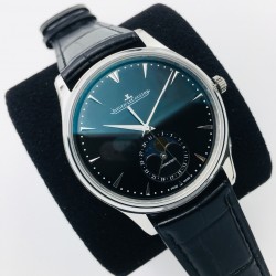 ZF【厚积“薄”发 年度大作】ZF新品，积家月相大师系列，表壳直径39mmX9.9mm与原装同步。六点钟的子盘拥有阳历阴历（月相）双期显示，月相一月转一圈，功能和正品一致。【技术突破】采用9015改积家自产Cal.925/1机芯，功能百分百同步原装自产机芯。走时稳定，素质坚挺。【细节突破】从侧面观察腕表盘面发现有微微的弧度，ZF为了达到这一效果，耗时费力多次调整模具，确保神韵和感觉能与原装相媲美。ZF积家月相大师，满足您对月相的一切美好情怀。