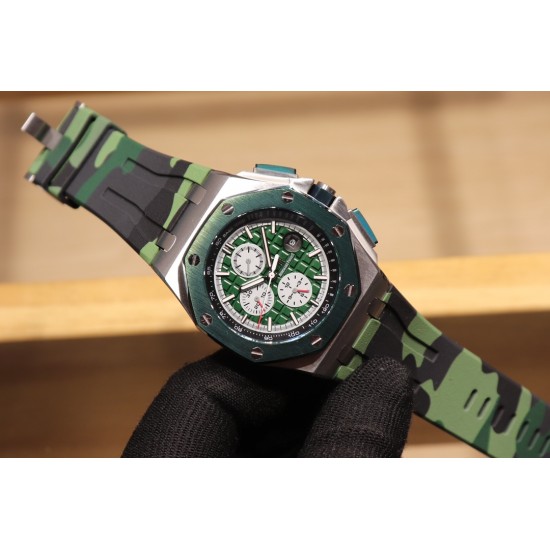 随机送迷彩橡胶带一副品牌:爱彼 Audemars Piguet系列:皇家橡树离岸型限量多功能机械腕表尺寸:44MM13MM机芯:复刻原装3126全自动机械机芯镜面:反炫光处理蓝宝石水晶玻璃材料:进口316精钢鑫表壳表带: 进口橡胶表带表扣: 原装针扣(H厂出品,市场最高版本,超高品质,超A做工,非市场普通货,硬汉必备神器) 随机送迷彩橡胶带一副品牌:爱彼 Audemars Piguet系列:皇家橡树离岸型限量多功能机械腕表尺寸:44MM13MM机芯:复刻原装3126全自动机械机芯镜面:反炫光处理蓝宝石水晶玻璃材料:进口316精钢鑫表壳表带: 进口橡胶表带表扣: 原装针扣(H厂出品,市场最高版本,超高品质,超A做工,非市场普通货,硬汉必备神器)