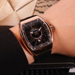 法兰克穆勒V45 SC DT系列54*42mm 全自动机械机芯 蓝光镀膜玻璃 意大利牛皮表带底部橡胶敖  可搭配美洲鳄鱼皮 折叠原装扣 糅合商务设计风格 中间完美弧线夹层设计！！！