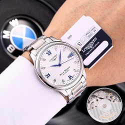 实物拍摄品牌：浪琴-LONGINES  名匠系列  销量冠军类型：[酷]男士腕表表壳：316精钢（做工优质）表带：进口小牛皮/316精钢（两种可选）机芯：进口8215全自动机械机芯（走时稳定）玻璃：高级强化镀膜镜面尺寸：直径39mm，厚度12mm