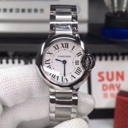 卡地亚  Cartier  蓝气球钢带  28mm 漂亮的烤蓝钢针 搭载瑞士石英机芯！